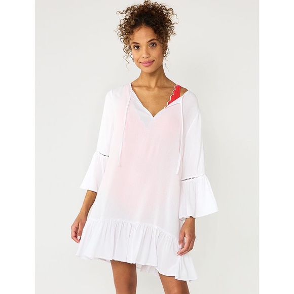 Draper James Oversized Shirt Dress Coverup Boho Peasant Hippie Tunic Top White S - Picture 1 of 10